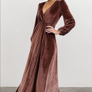 Long sleeve, floor length, velvet dress
